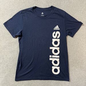 Adidas Shirt Youth Boys 14/16 Blue Logo Crew Neck Short Sleeve Classic Regular